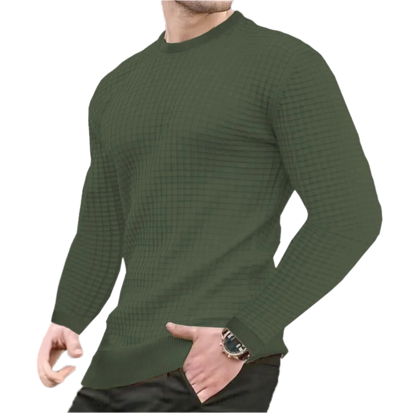 Green Waffle Sweater