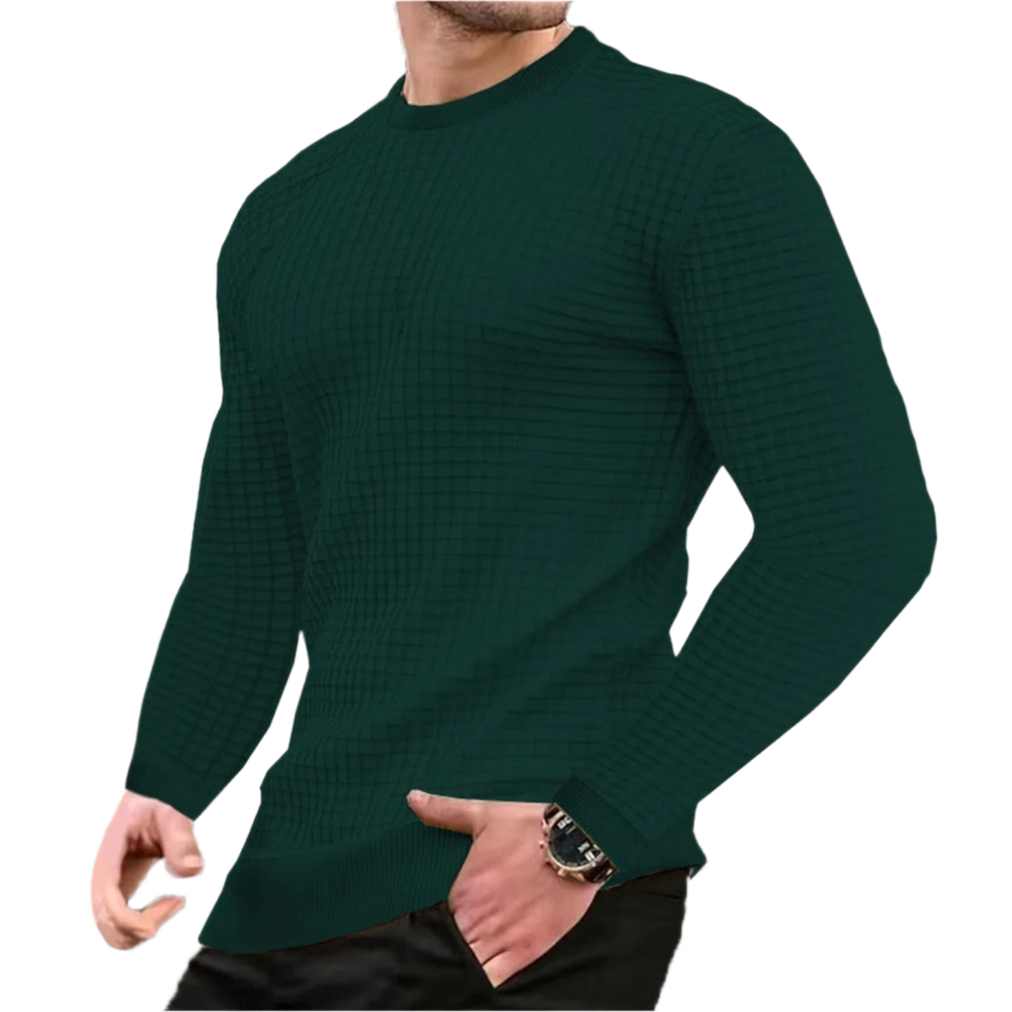 Hunter Green Waffle Sweater