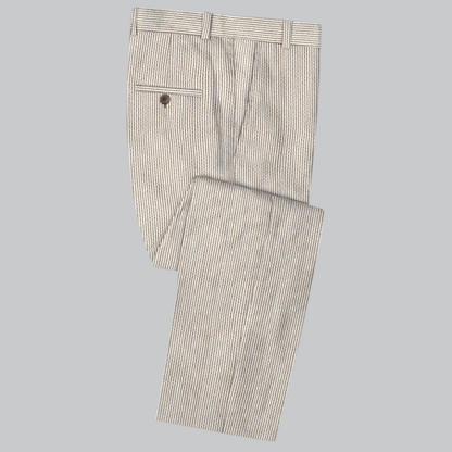 Men's Slim Fit Tan Seersucker Suit – Lightweight Summer Suit for Weddings and Events