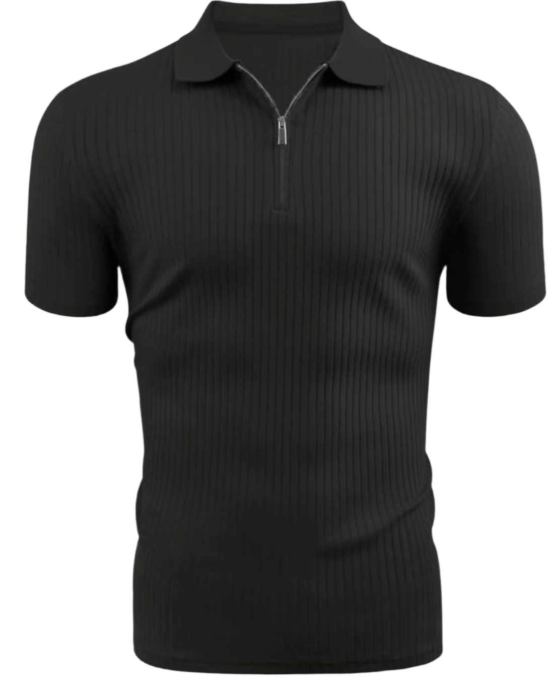 Men's Black Zipper Polo