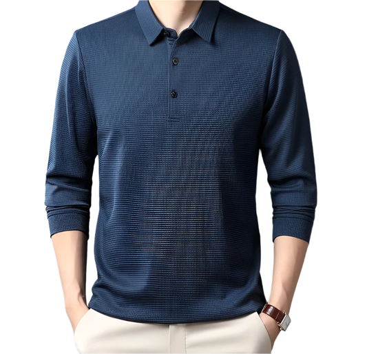 Men's Blue Long sleeve polo