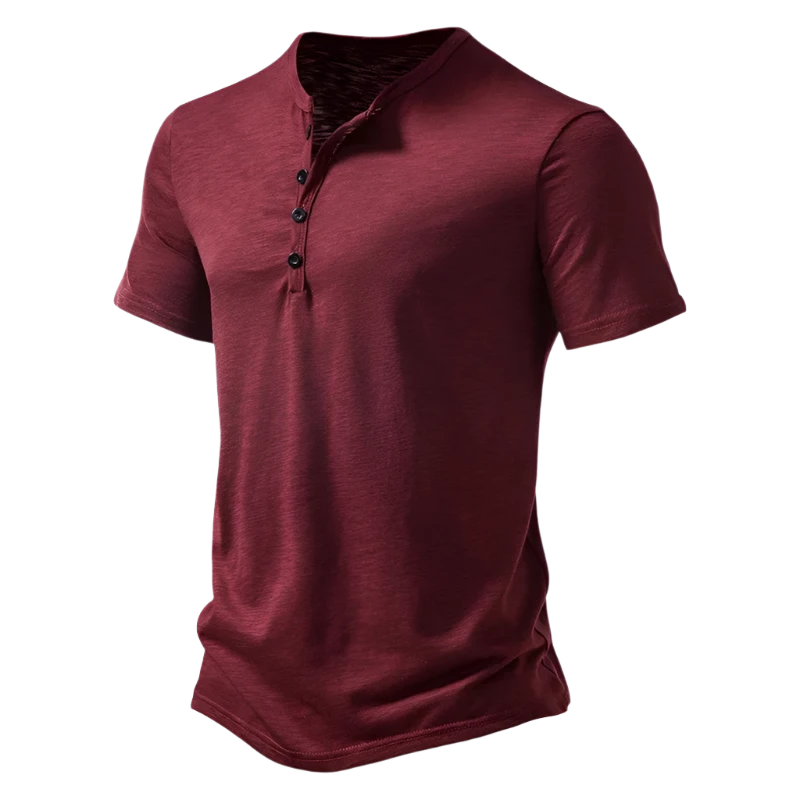 Men's Burgundy Henley Shirt 2