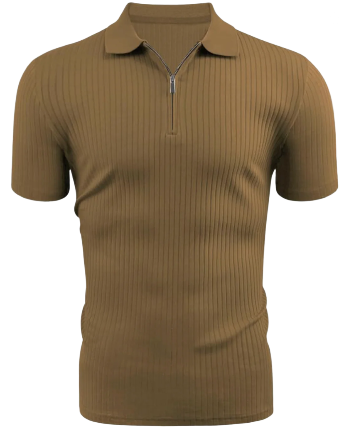 Men's Khaki Zipper Polo