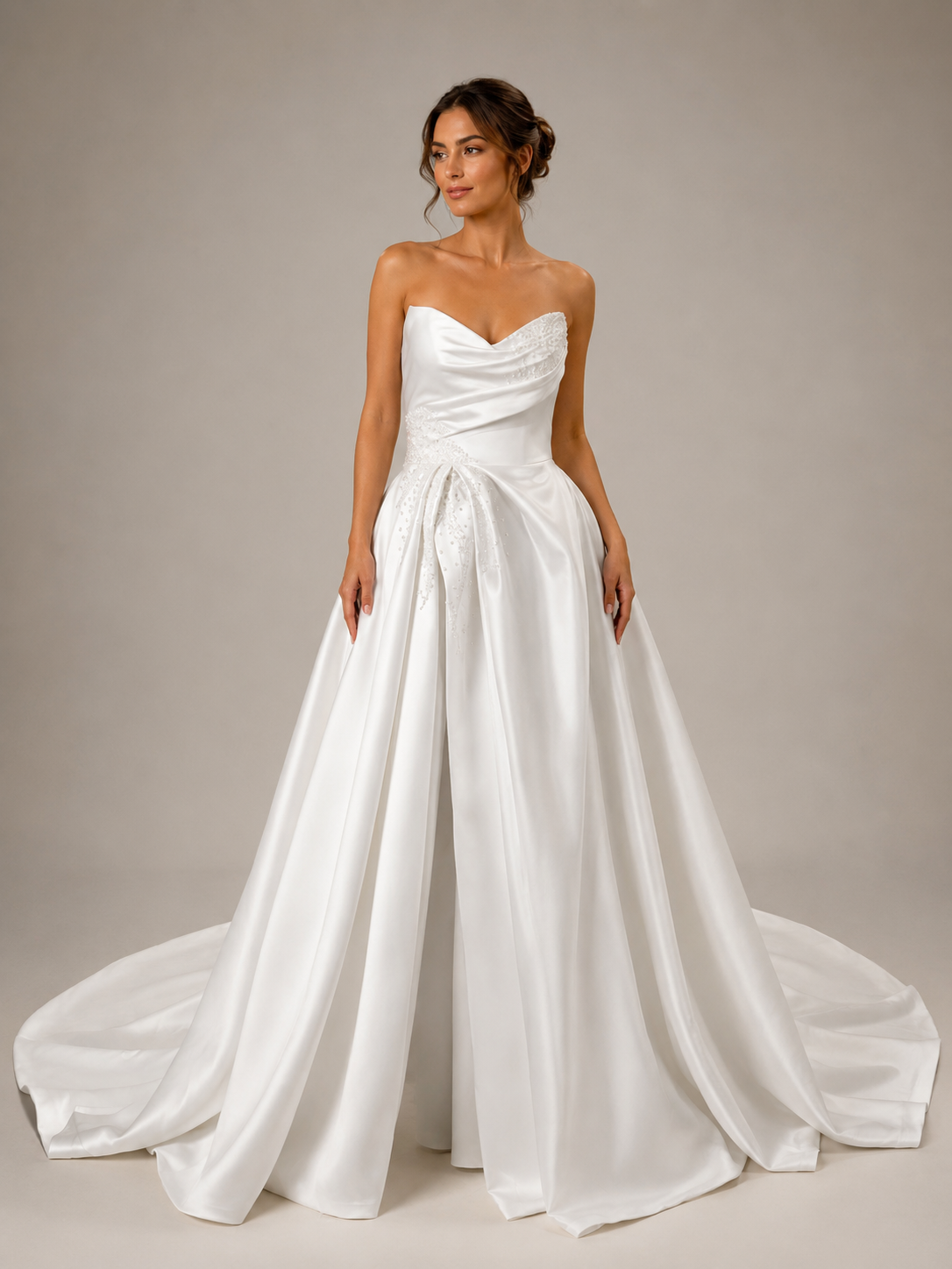 Nicolette – Modern Satin Bridal Jumpsuit Gown