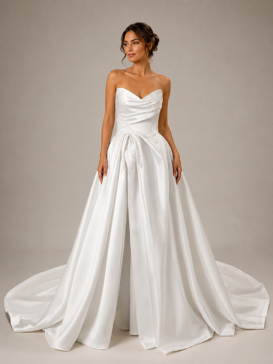 Nicolette – Modern Satin Bridal Jumpsuit Gown