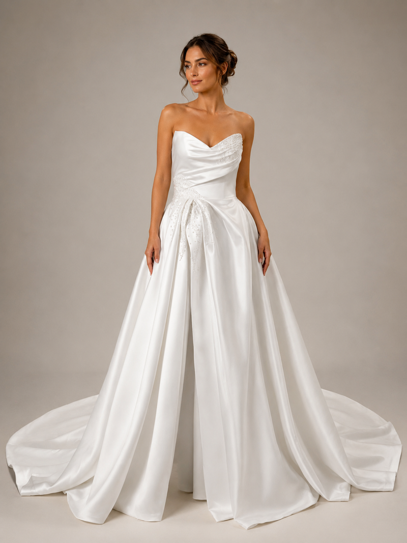 Nicolette – Modern Satin Bridal Jumpsuit Gown