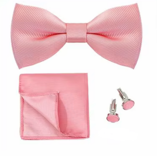 Pink Bow Tie Set cuff Link