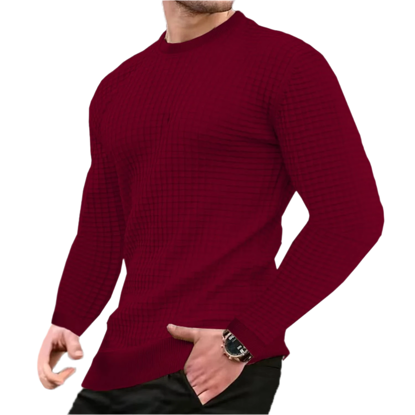 Red Waffle Sweater