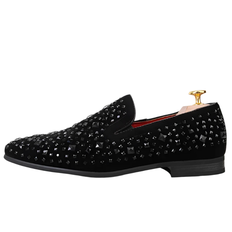 Black Spike Mens Loafers