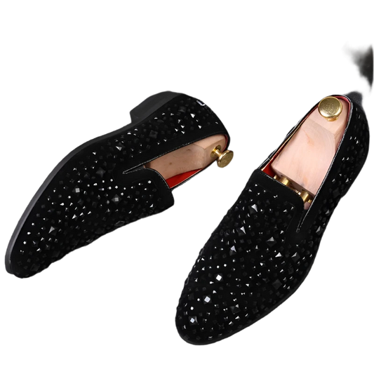 Black Spike Mens Loafers