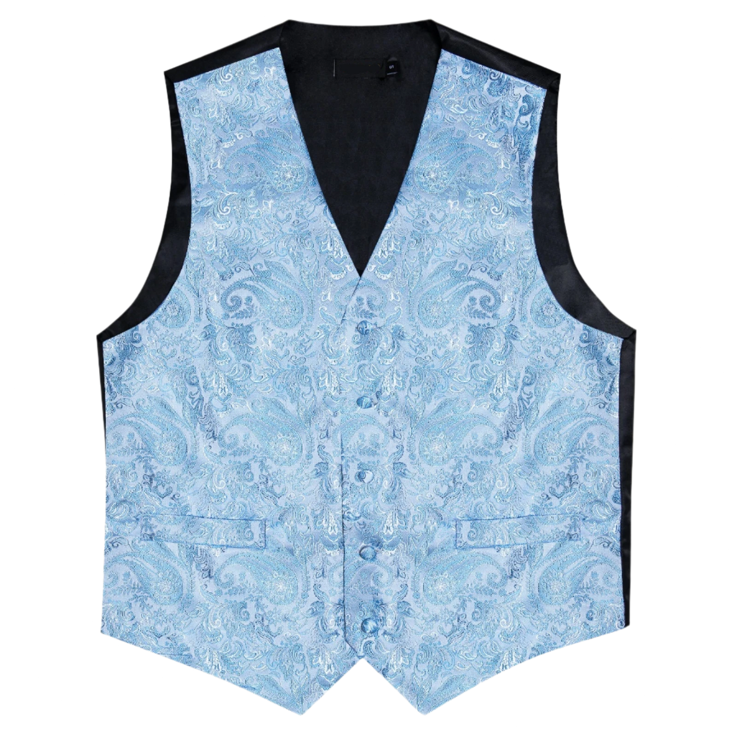 Men's Sky Blue Paisley Vest Set