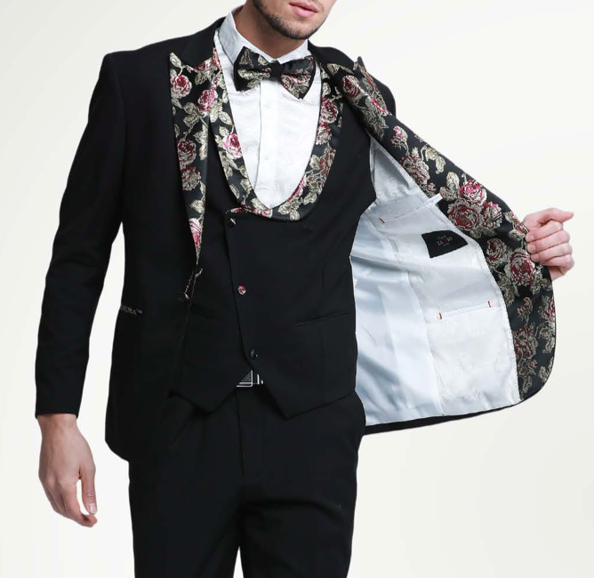 3 Piece Skinny Fit Floral Tuxedo - Suitable Collection