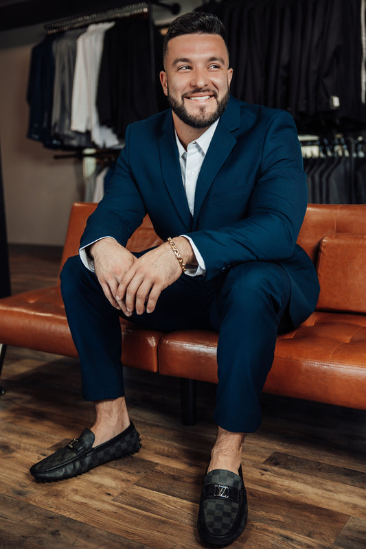 Slim Fit Navy Blue Trousers