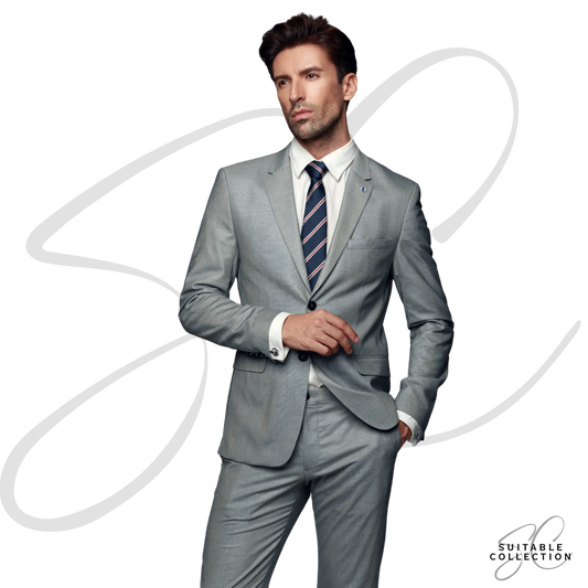 Light Grey Slim Fit Men's Suit Set