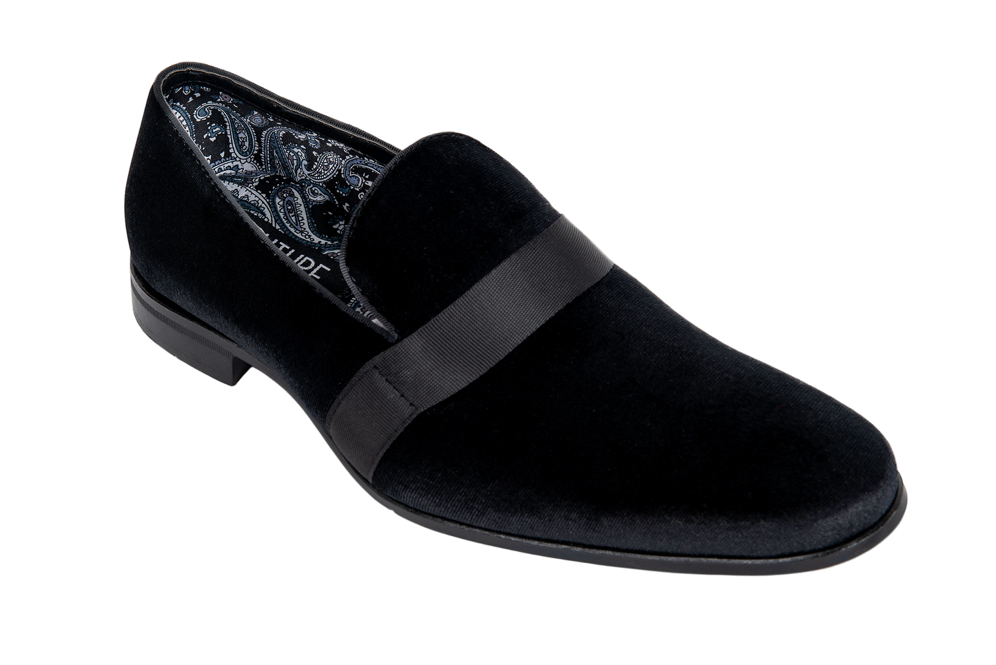 Black Velvet Slip-On Loafer Dress Shoe.