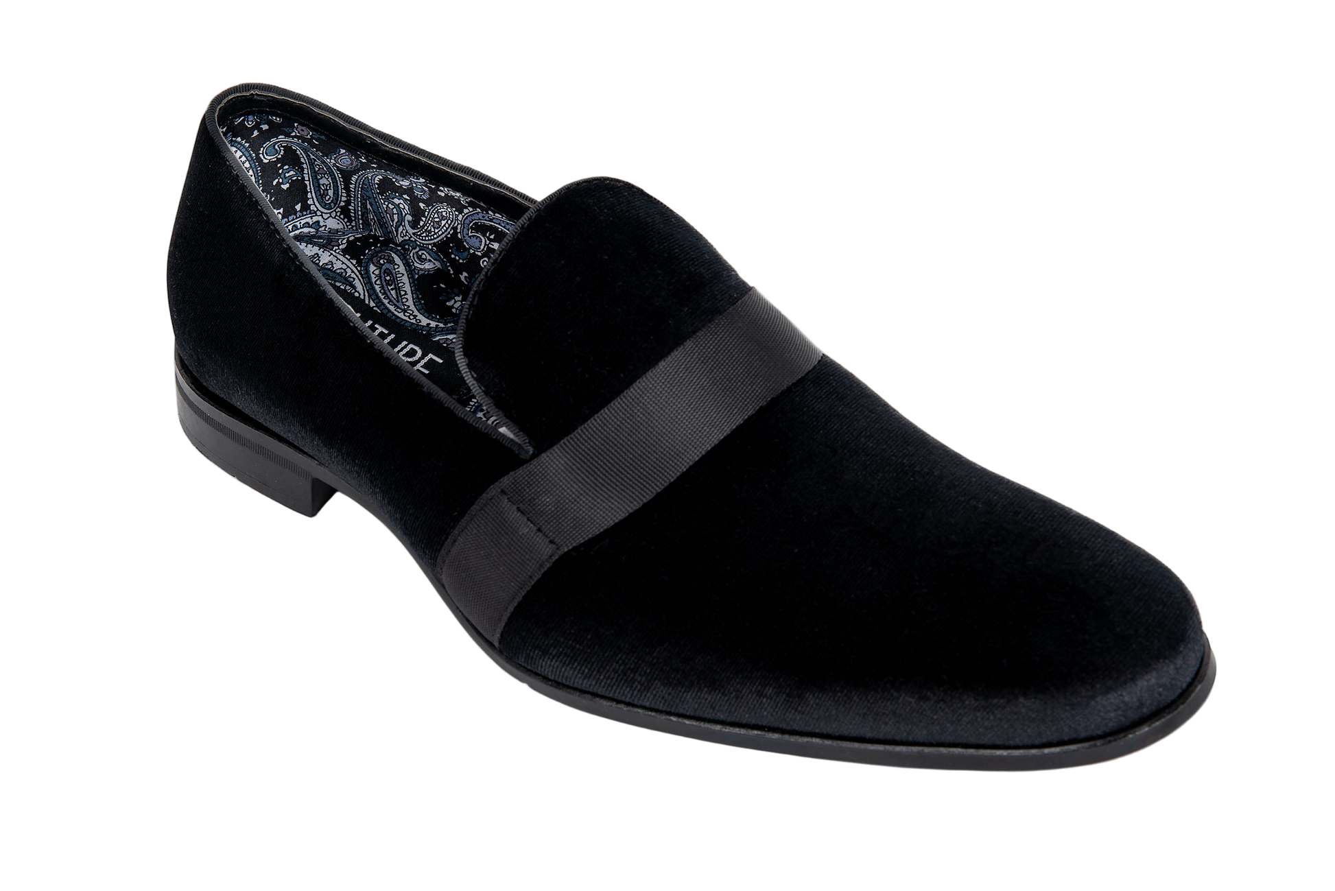 Black Velvet Slip-On Loafer Dress Shoe.