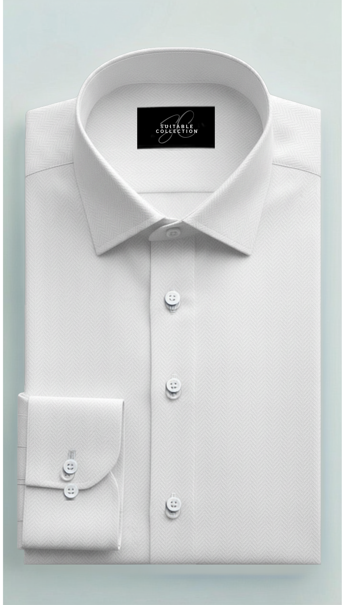 White Herringbone Custom Shirt