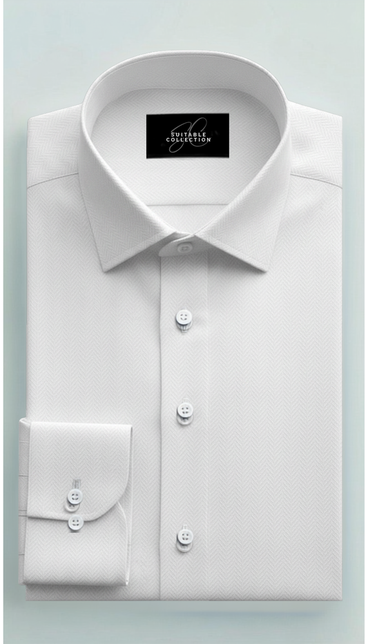 White Herringbone Custom Shirt