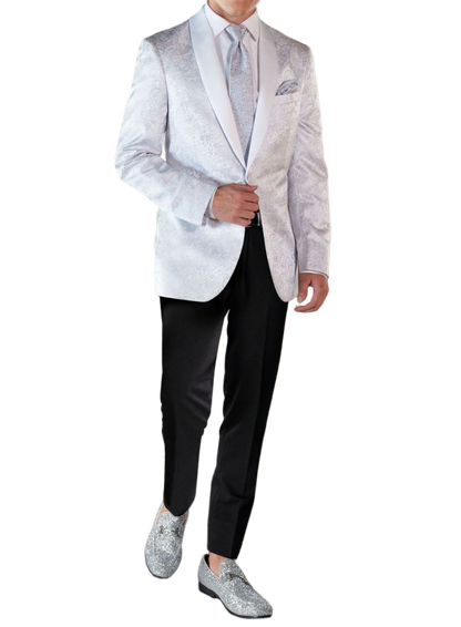 White Paisley Tuxedo Jacket Suitable Collection Tampae