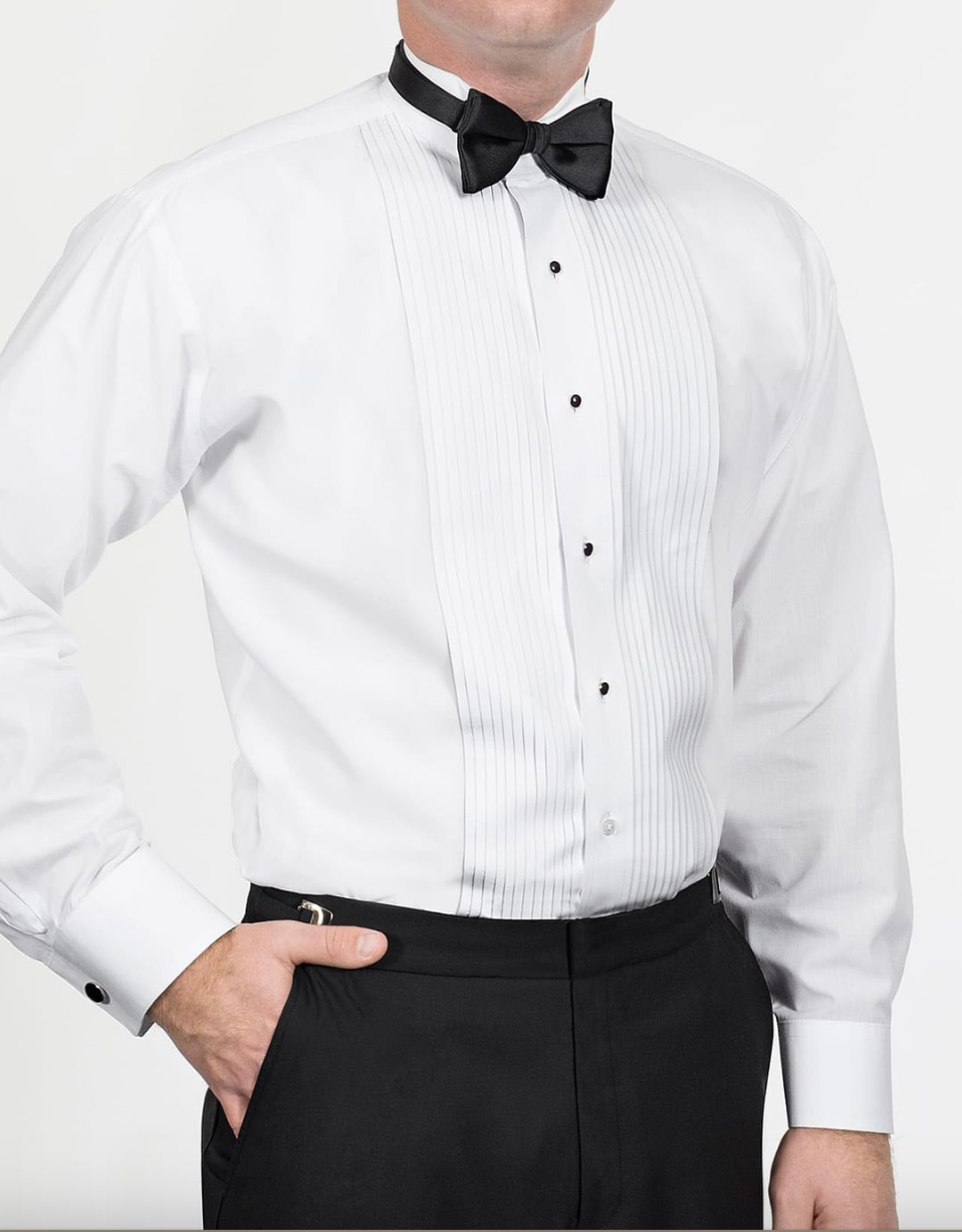 Wing Collar Formal Tuxedo Shirt White Suitable Collection Tampa