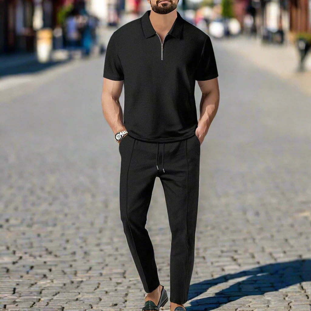 black waffle athleisure set