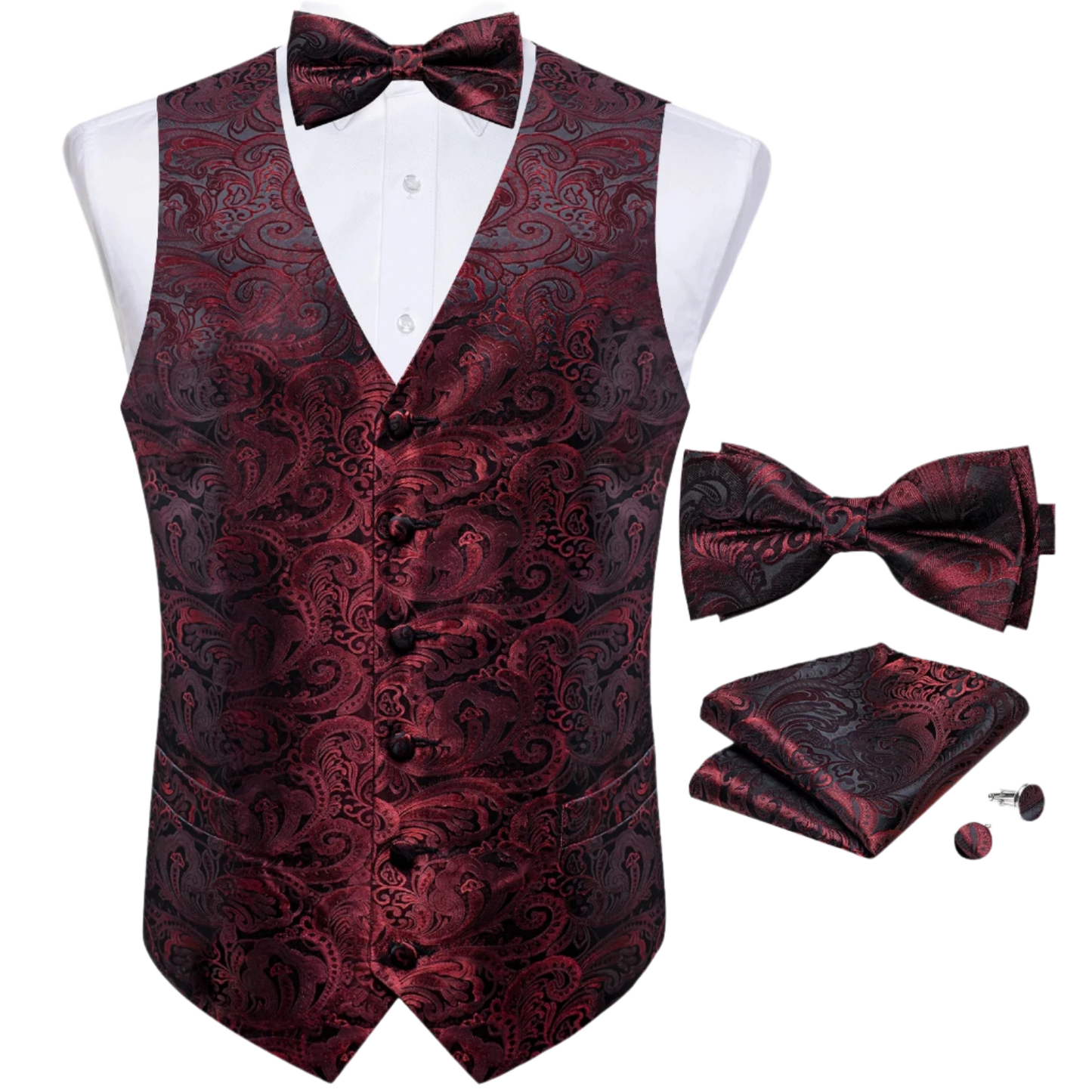 burgundy paisley vest