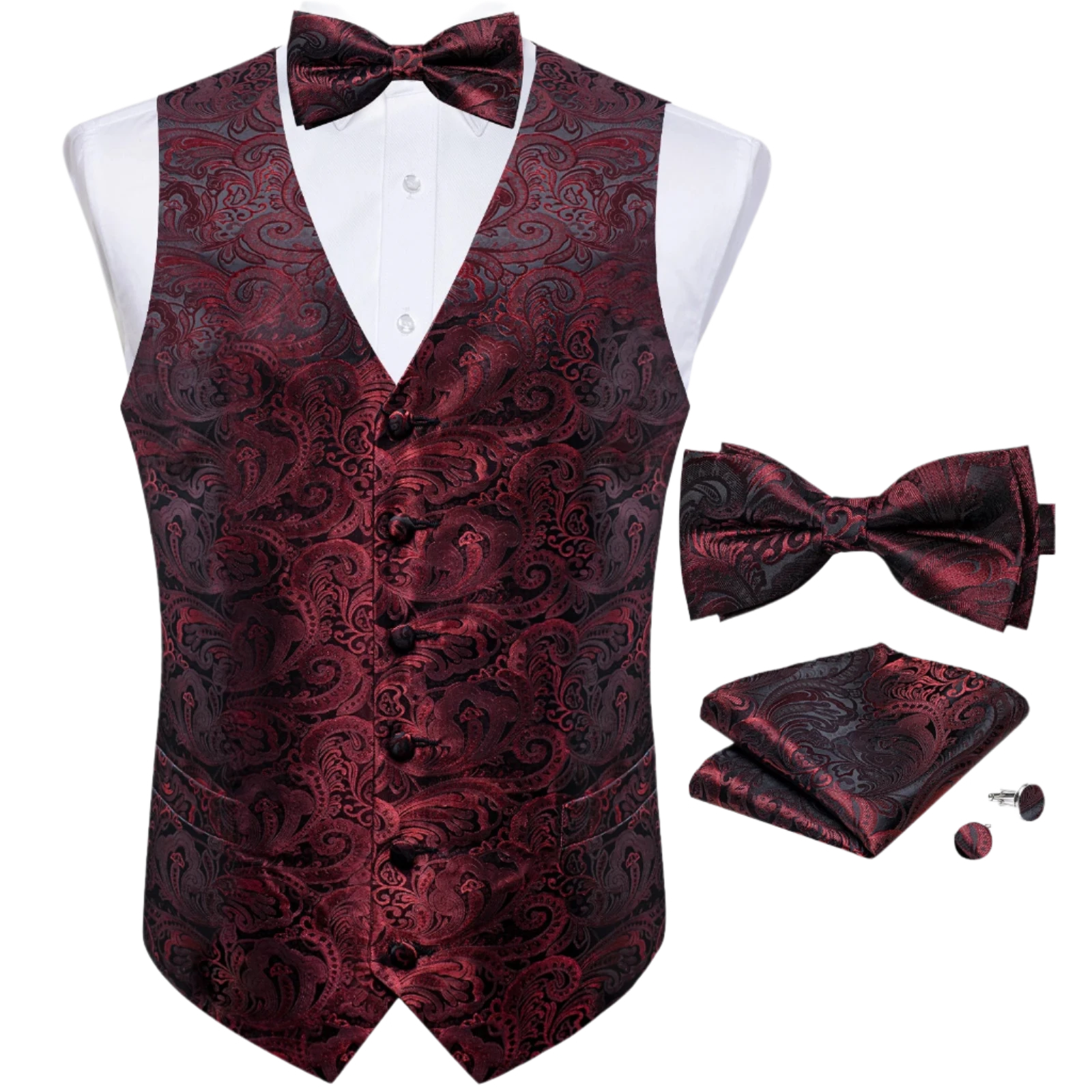 burgundy paisley vest