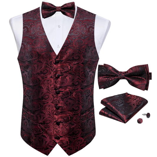 burgundy paisley vest