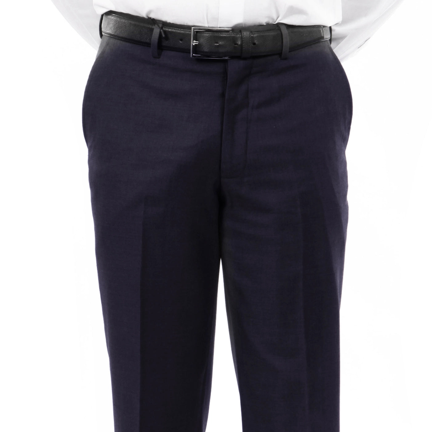 Navy Dress Pants Slim Fit Hemmed Bottom