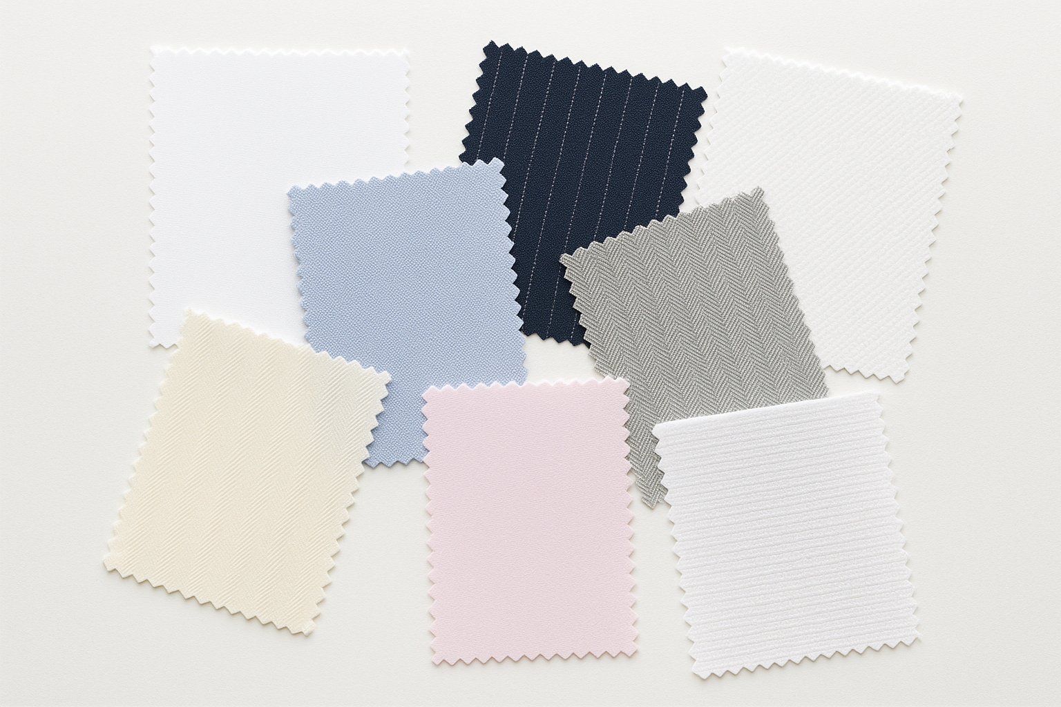 can you create a photo showing different fabric swatches for dress shirts