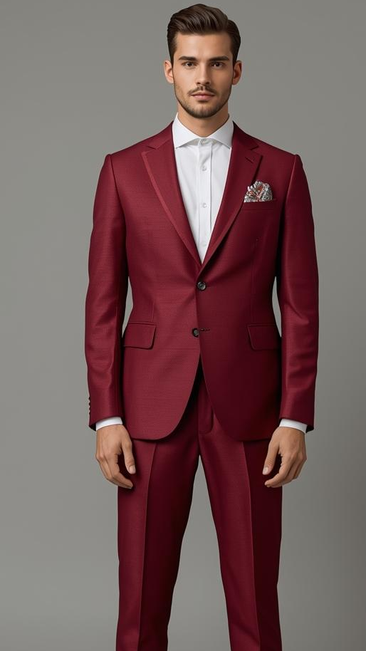 Signature Custom Brick Red Suit.