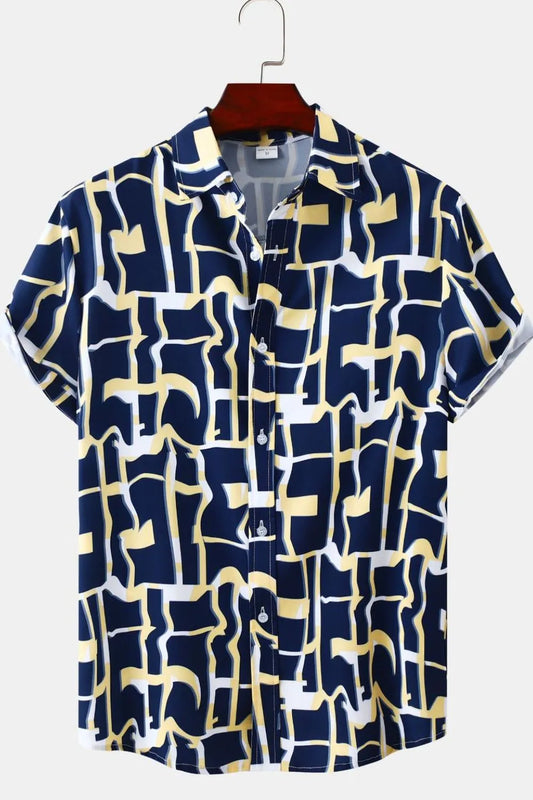 Men's Printed Short Sleeve Casual Shirt.