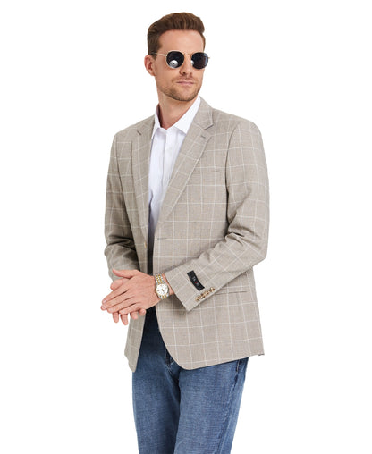 Beige Plaid Sport Coat - Suitable Collection