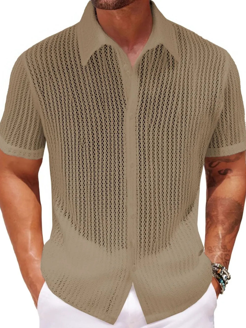 Men's Button Down Short Sleeve Shirt.