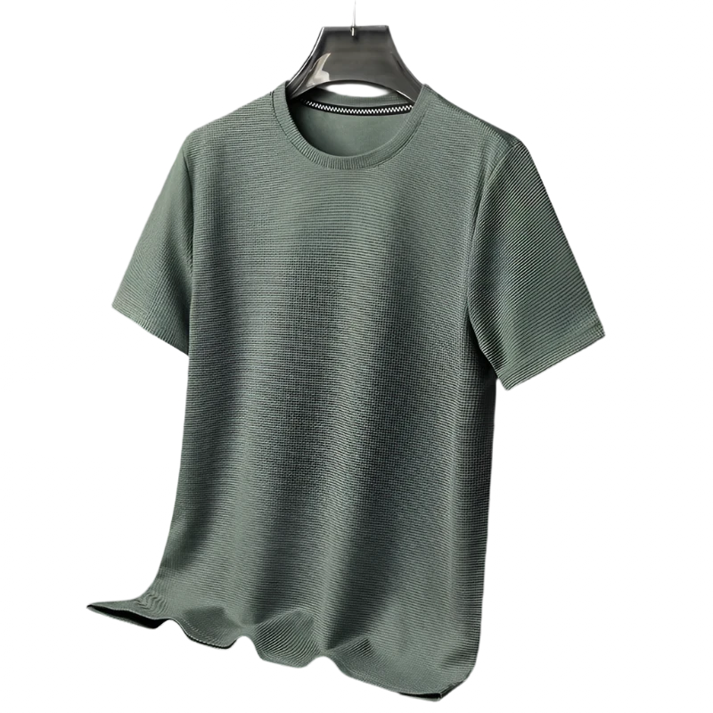 green crew neck shirt