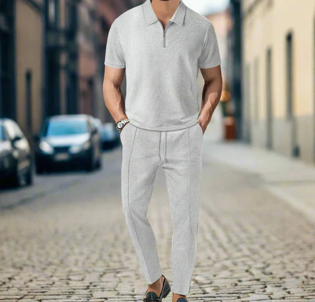 grey waffle athleisure set