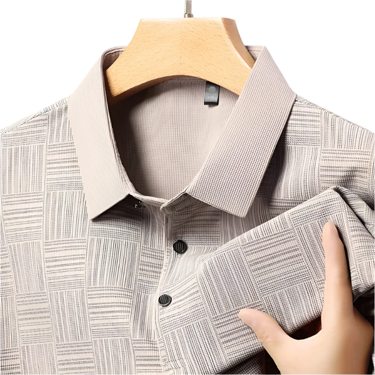 men's beige pattern polo 2