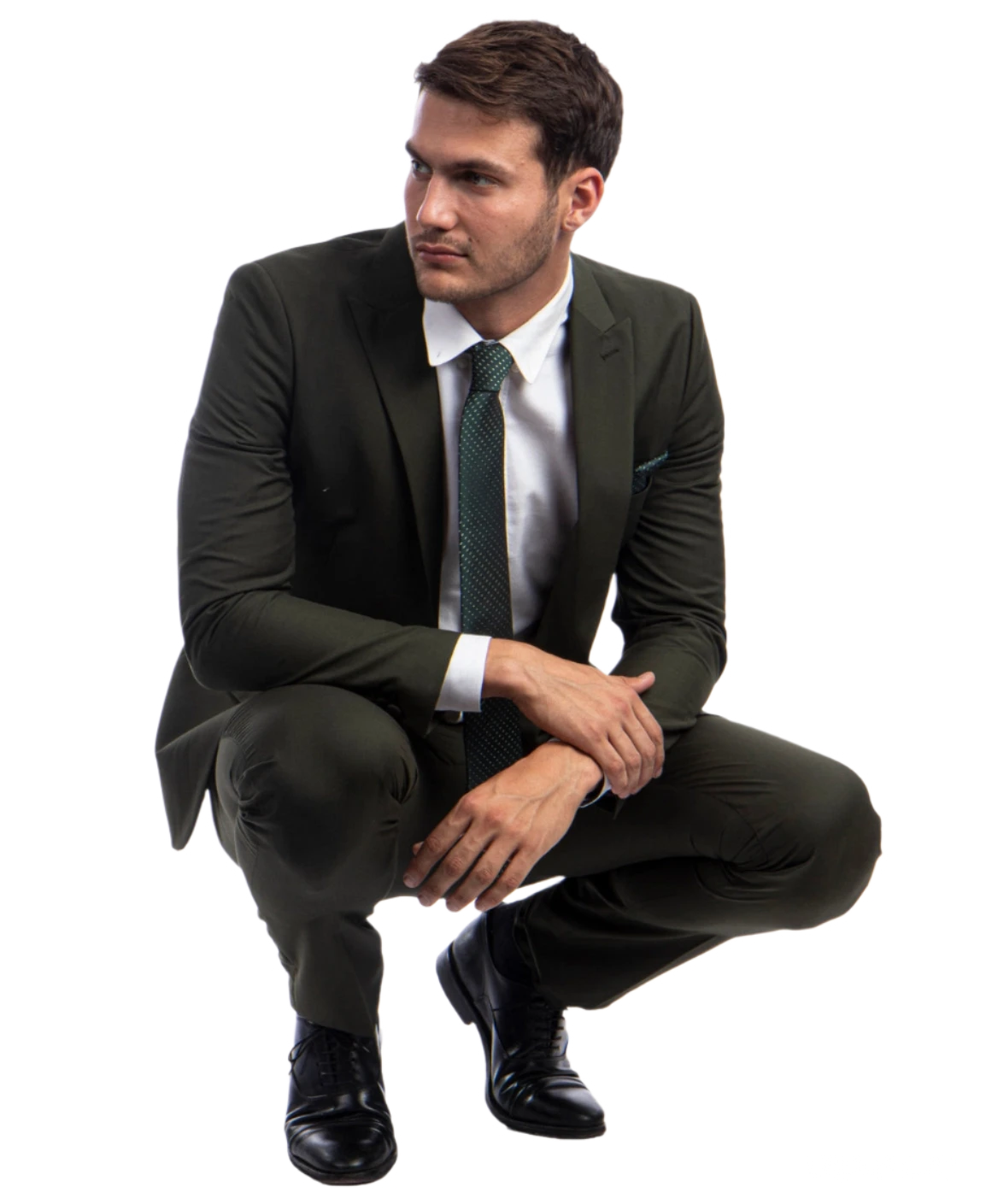 olive green 2 piece men's suit 2