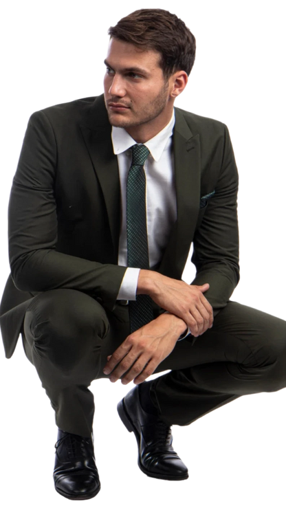 Olive Green 2 Piece Men's Slim Suit.