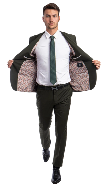 Olive Green 2 Piece Men's Slim Suit.