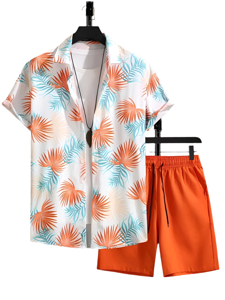 orange and blue men's swim set