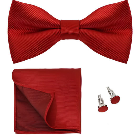 red bow tie cuff link set