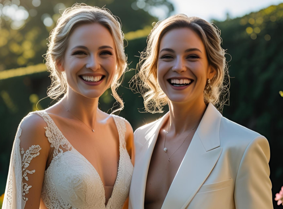 Inclusive LGBTQ wedding suit inspiration for same-sex lesbian weddings. 