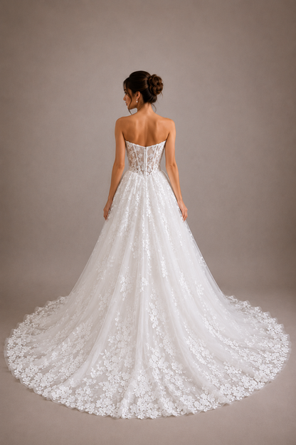 Seraphina – Romantic Floral Lace A-Line Wedding Dress