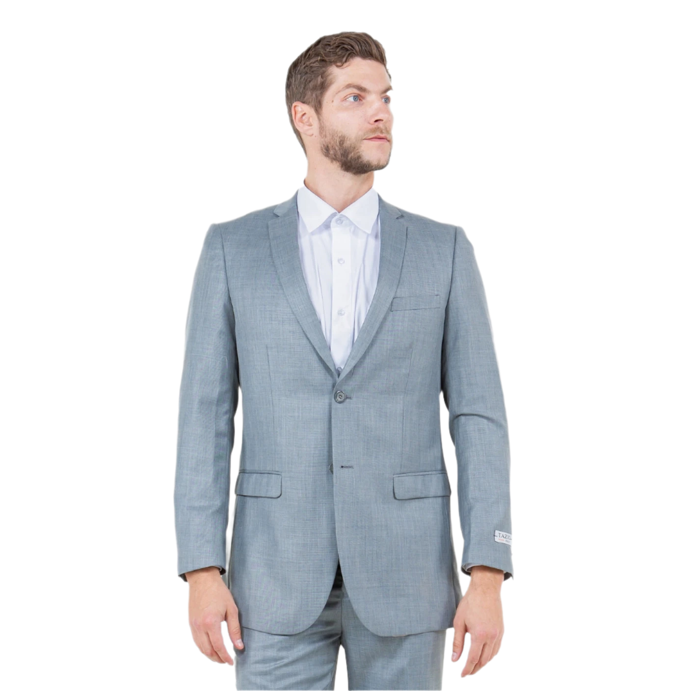 sharkskin gray suit