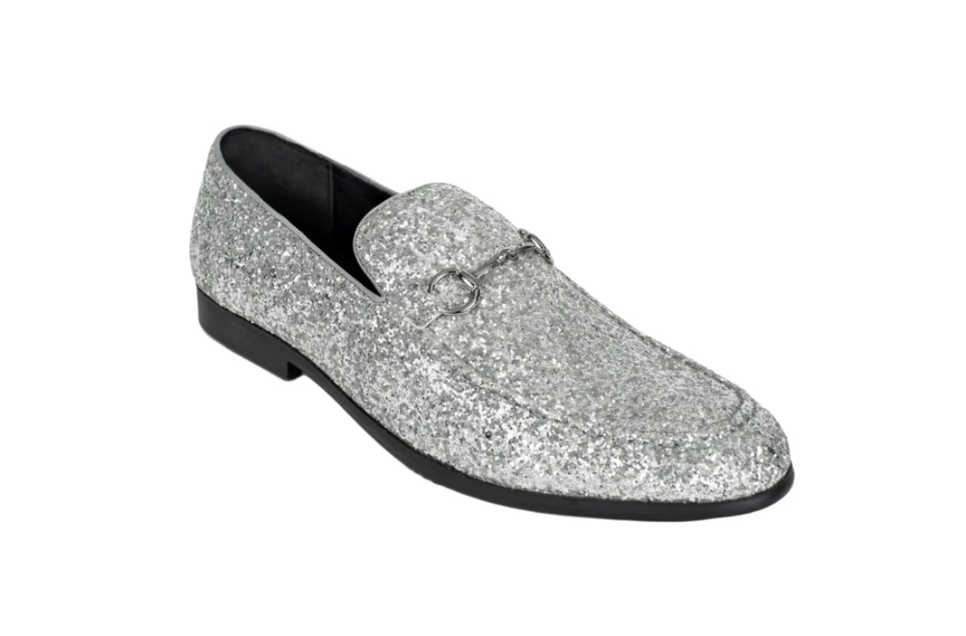 silver sparkle shoe