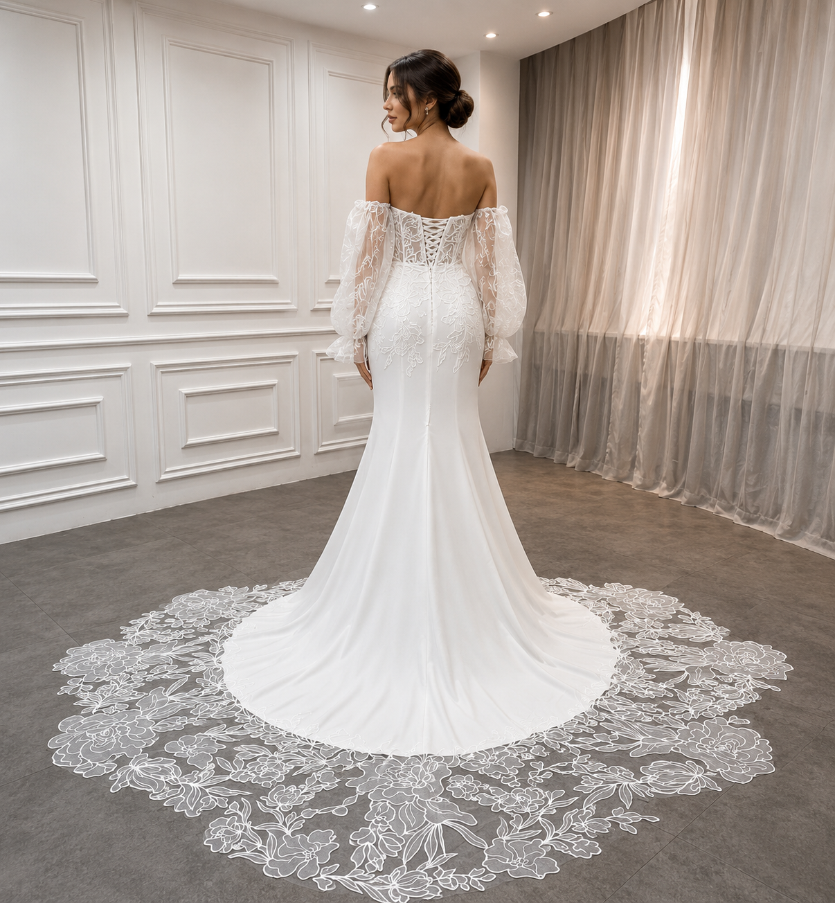 Valentina – Couture Long Sleeve Mermaid Wedding Dress