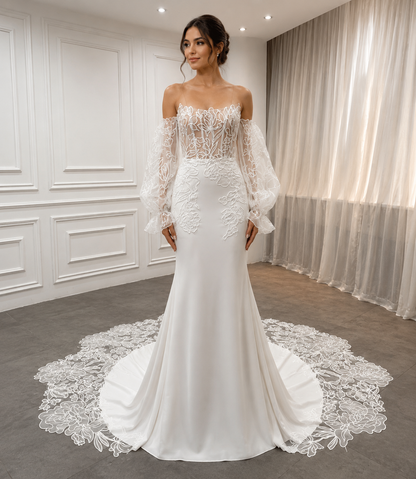 Valentina – Couture Long Sleeve Mermaid Wedding Dress
