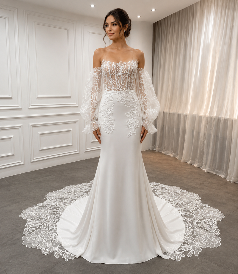 Valentina – Couture Long Sleeve Mermaid Wedding Dress