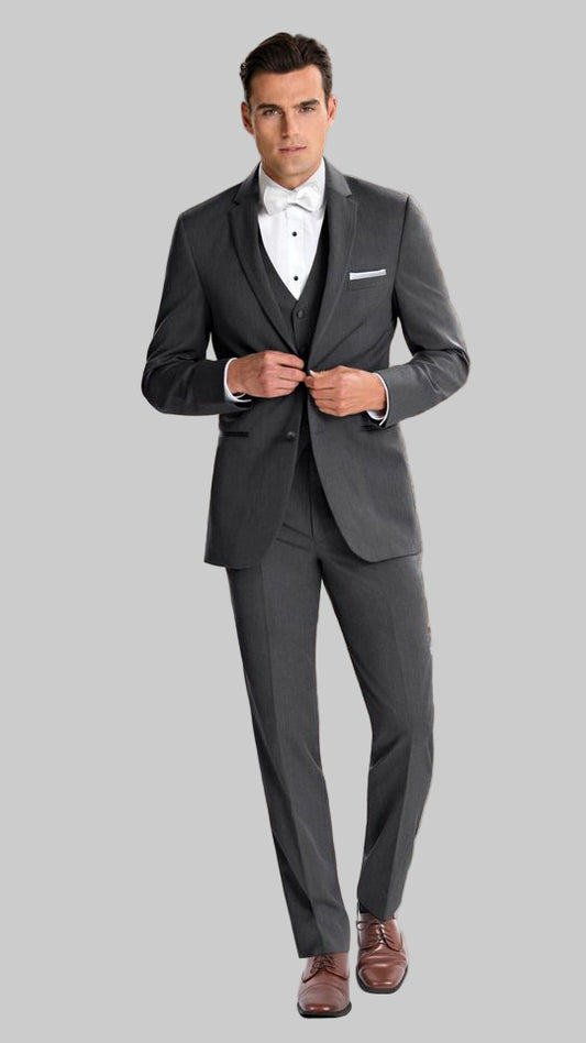 Steel grey wedding suit Michael kore